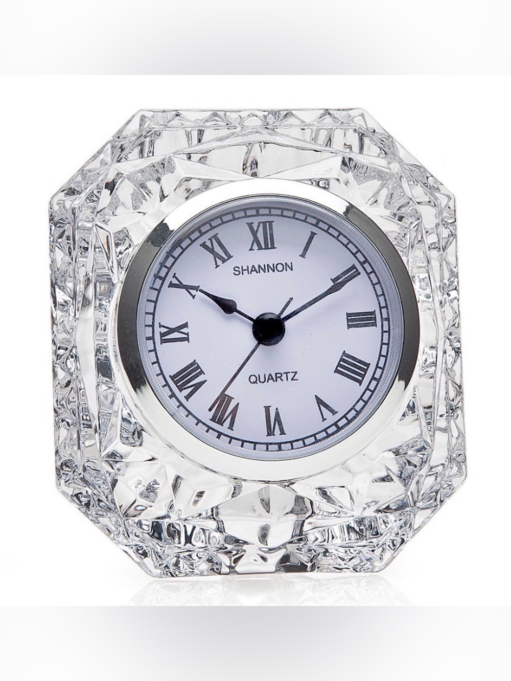 GODINGER NWT Emerald Clock Made of Etched Crystal. Size: 2.50L X 2.50W X 2.00H